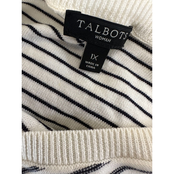 Talbots Floral Row Striped Embellished Embroidered Crewneck Sweater Plus Size 1X - Picture 6 of 12